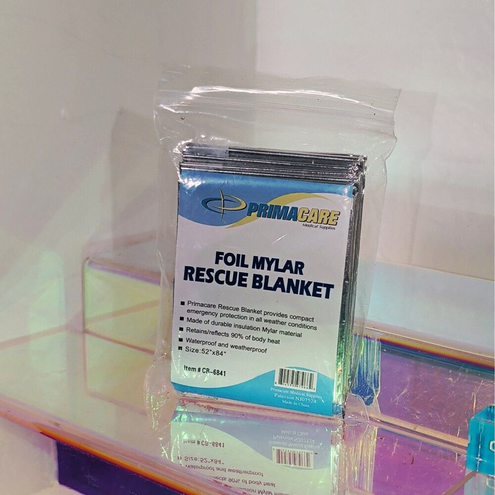 PrimaCare Emergency Blanket Silver Mylar Foil 52x84 3-Pack Waterproof